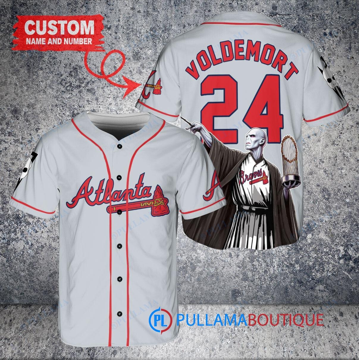 Cleveland Guardians x Lord Voldemort Harry Potter with Trophy Custom Baseball Jersey Navy City Connect