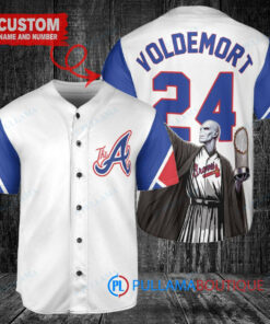 Atlanta Braves x Lord Voldemort Harry Potter with Trophy Custom Baseball Jersey White City Connect