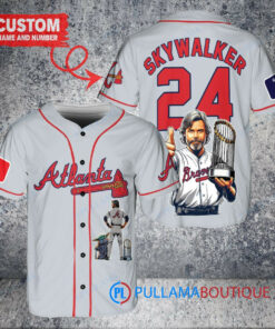 Atlanta Braves x Luke Skywalker Star Wars with Trophy Custom Baseball Jersey Gray