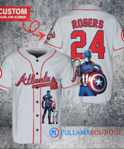 Atlanta Braves x Marvel Captain America Steve Rogers Baseball Jersey Gray