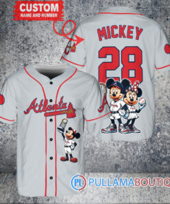 Atlanta Braves x Mickey and Minnie with Trophy Baseball Jersey Gray