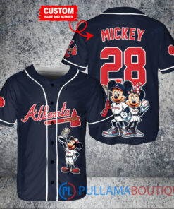 Atlanta Braves x Mickey and Minnie with Trophy Baseball Jersey Navy