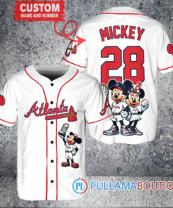 Atlanta Braves x Mickey and Minnie with Trophy Baseball Jersey White