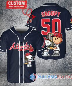 Atlanta Braves x Snoopy and Charlie Brown with Trophy Baseball Jersey Navy