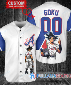 Atlanta Braves x Son Goku Kakarot Super Saiyan Dragon Ball Z with Trophy Baseball Jersey White City Connect V2