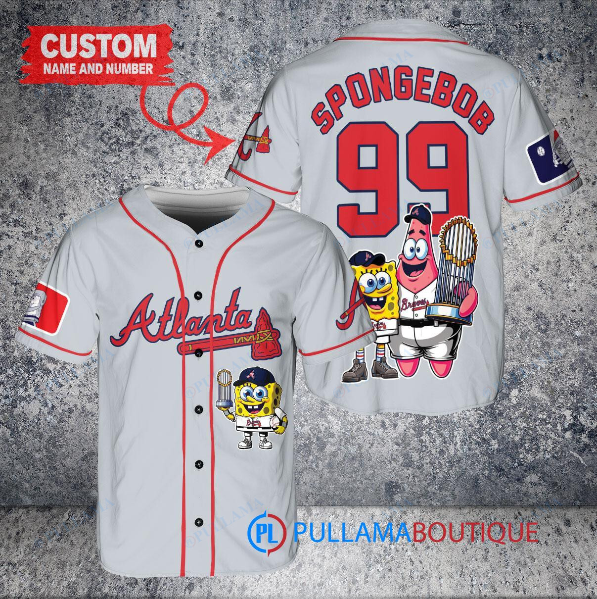 Detroit Tigers x SpongeBob SquarePants with Trophy Custom Baseball Jersey Navy