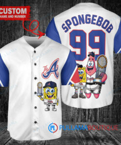 Atlanta Braves x SpongeBob SquarePants with Trophy Custom Baseball Jersey White City Connect