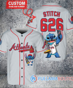 Atlanta Braves x Stitch with Trophy Baseball Jersey Gray