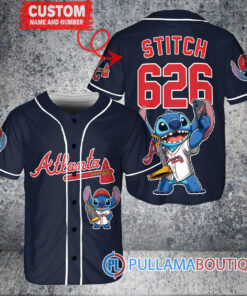 Atlanta Braves x Stitch with Trophy Baseball Jersey Navy