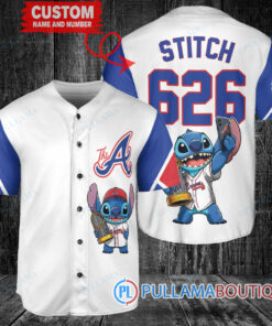 Atlanta Braves x Stitch with Trophy Baseball Jersey White City Connect