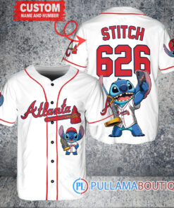 Atlanta Braves x Stitch with Trophy Baseball Jersey White