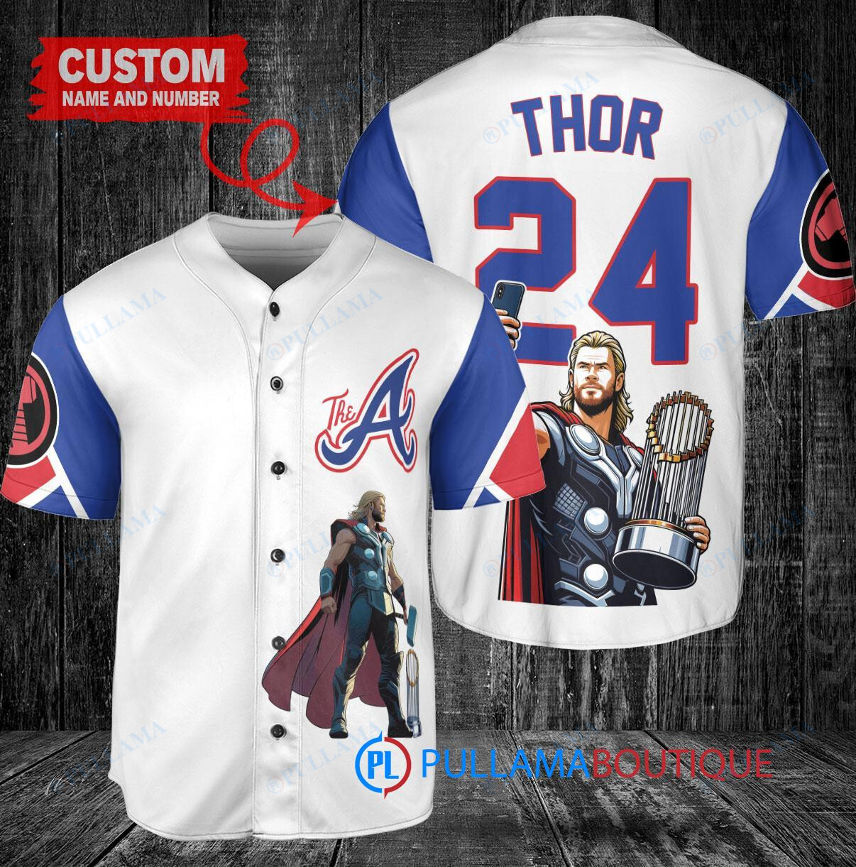 Milwaukee Brewers x Thor Marvel with Trophy Custom Baseball Jersey Blue City Connect