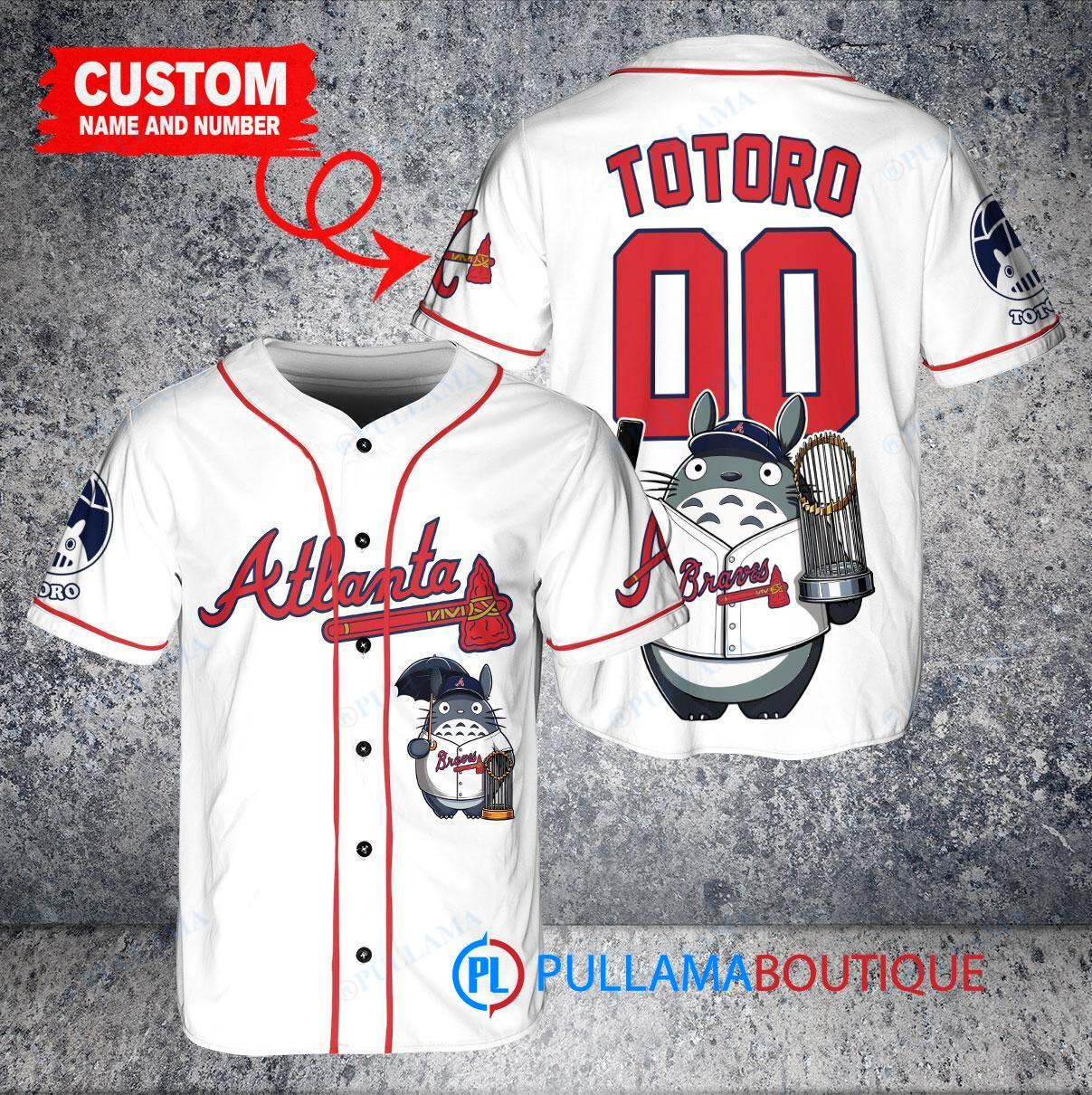 Houston Astros x Totoro Studio Ghibli with Trophy Custom Baseball Jersey Gray