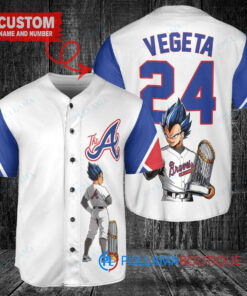 Atlanta Braves x Vegeta Super Saiyan Dragon Ball Z with Trophy Custom Baseball Jersey White City Connect