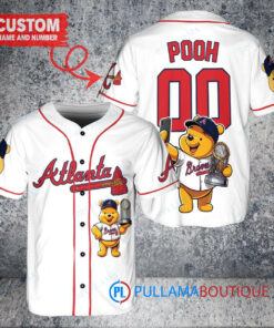 Atlanta Braves x Winnie the Pooh with Trophy Custom Baseball Jersey White