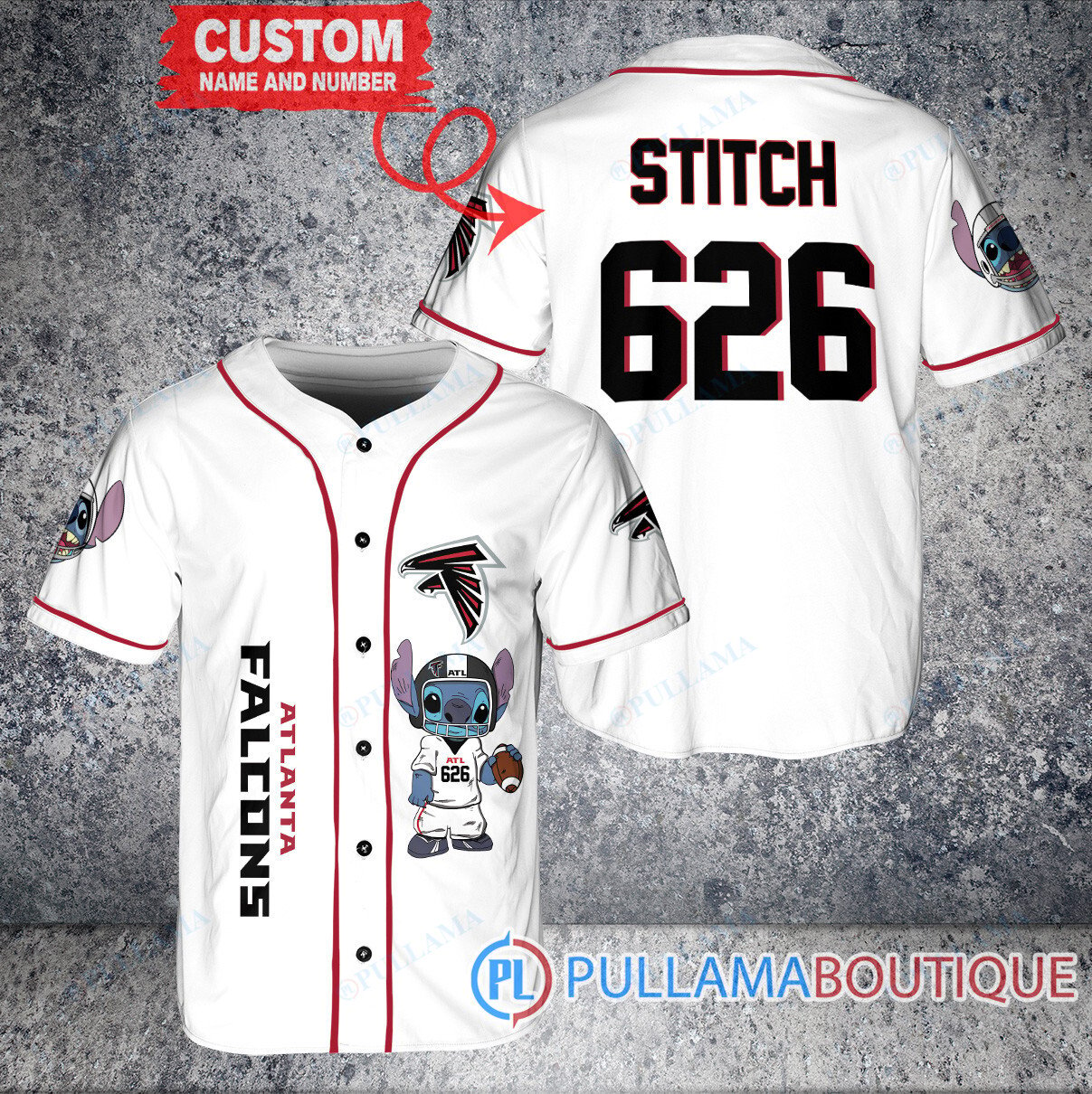 Atlanta Falcons Stitch Custom Baseball Jersey Black