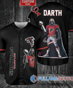 Atlanta Falcons x Darth Vader Star Wars with Trophy Custom Baseball Jersey Black