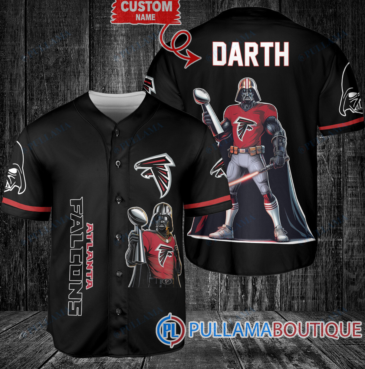 Carolina Panthers x Darth Vader Star Wars with Trophy Custom Baseball Jersey Black