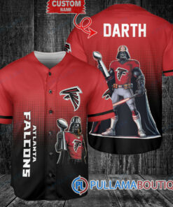 Atlanta Falcons x Darth Vader Star Wars with Trophy Custom Baseball Jersey Red