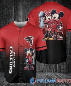 Atlanta Falcons x Mickey and Minnie with Trophy Baseball Jersey Red