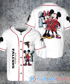 Atlanta Falcons x Mickey and Minnie with Trophy Baseball Jersey White