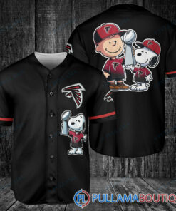 Atlanta Falcons x Snoopy and Charlie Brown with Trophy Baseball Jersey Black