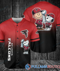 Atlanta Falcons x Snoopy and Charlie Brown with Trophy Baseball Jersey Red