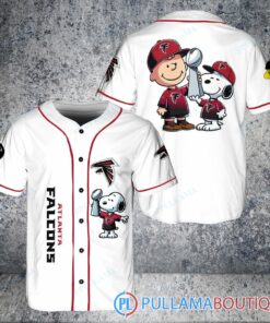 Atlanta Falcons x Snoopy and Charlie Brown with Trophy Baseball Jersey White