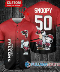 Atlanta Falcons x Snoopy and Charlie Brown with Trophy Custom Baseball Jersey Red