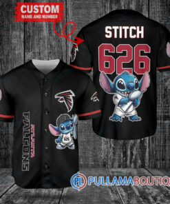 Atlanta Falcons x Stitch with Trophy Custom Baseball Jersey Black