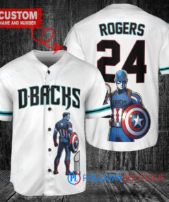 AZ Diamondbacks x Marvel Captain America Steve Rogers Baseball Jersey White