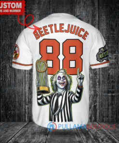 Baltimore Orioles Beetlejuice Halloween World Series Trophy Baseball Jersey White