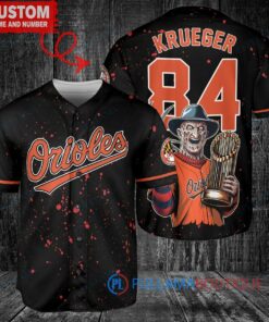 Baltimore Orioles Freddy Krueger Halloween World Series Trophy Baseball Jersey Black