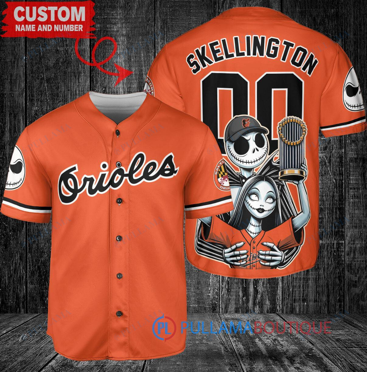 LA Dodgers Jack Skellington Sally World Series Trophy Baseball Jersey White