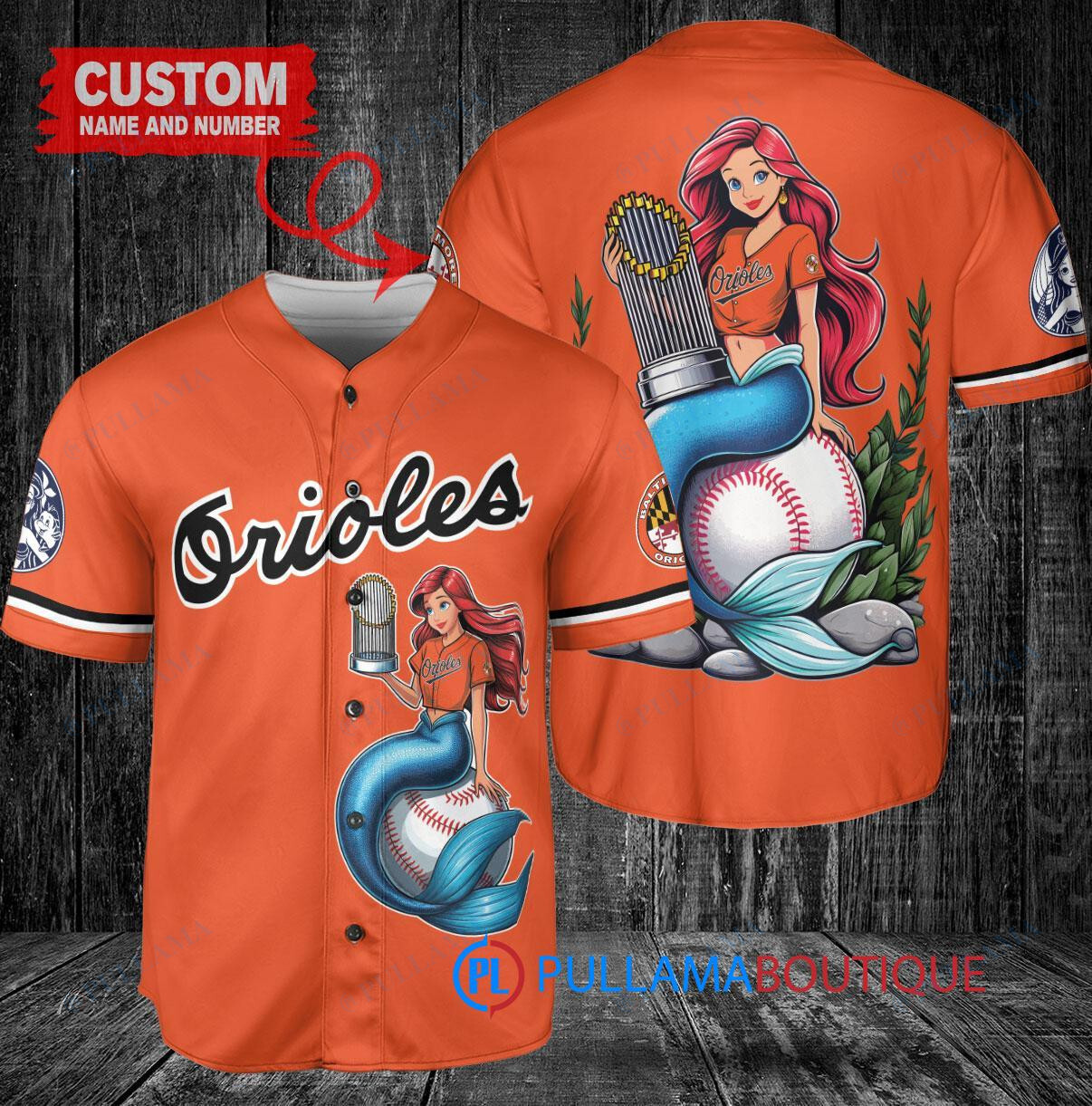 Milwaukee Brewers x Ariel Mermaid with Trophy Custom Baseball Jersey Cream