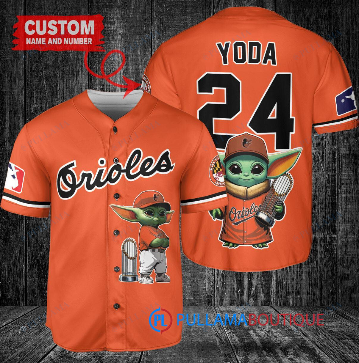 Tampa Bay Rays x Baby Yoda Star Wars The Mandalorian with Trophy Custom Baseball Jersey Navy