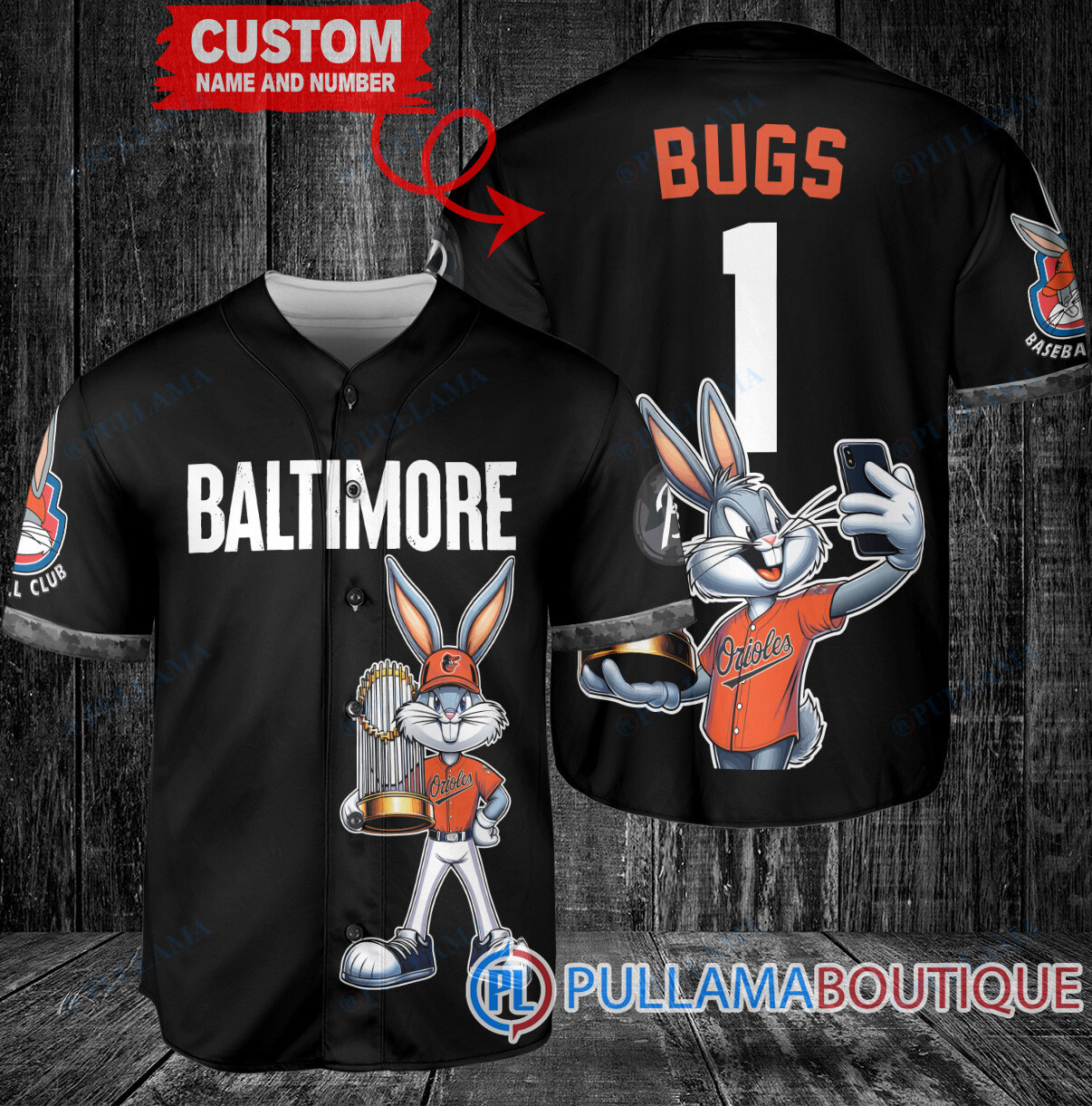 Houston Astros x Bugs Bunny with Trophy Baseball Jersey White