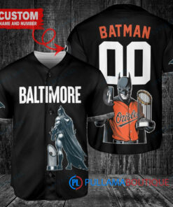 Baltimore Orioles x DC Comics Batman The Dark Knight with Trophy Custom Baseball Jersey Black City Connect