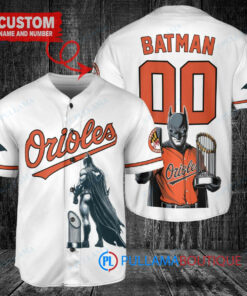 Baltimore Orioles x DC Comics Batman The Dark Knight with Trophy Custom Baseball Jersey White