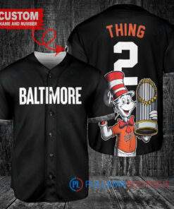 Baltimore Orioles x Dr Seuss with World Series Trophy Custom Baseball Jersey Black City Connect