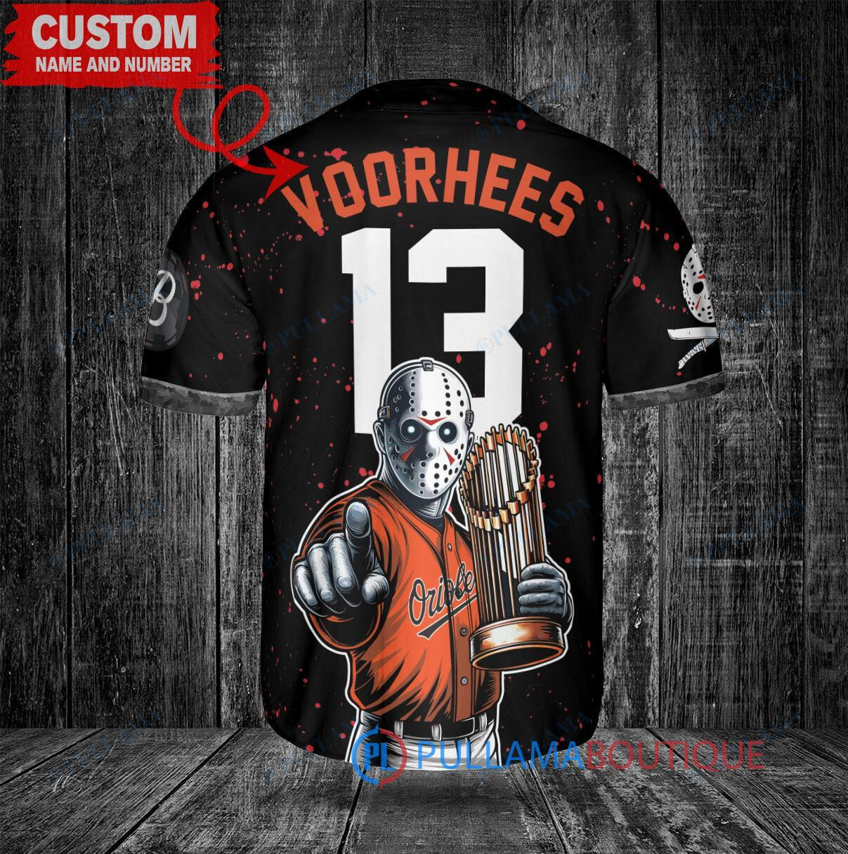 Pittsburgh Pirates x Friday the 13th Jason Voorhees Halloween with World Series Trophy Custom Baseball Jersey Black