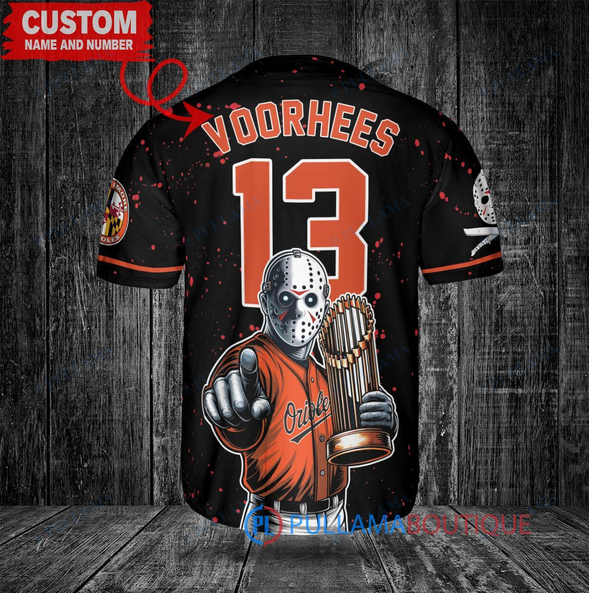 Detroit Tigers x Friday the 13th Jason Voorhees Halloween with World Series Trophy Custom Baseball Jersey White