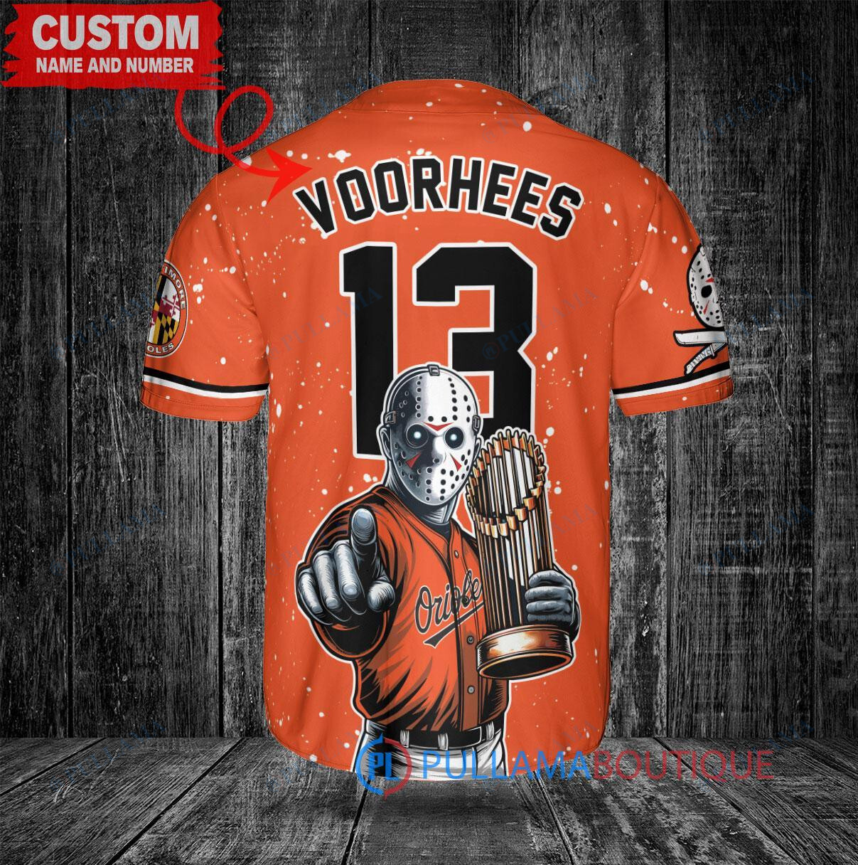 Tampa Bay Rays x Friday the 13th Jason Voorhees Halloween with World Series Trophy Custom Baseball Jersey White Alternate Replica