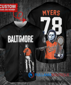 Baltimore Orioles x Halloween Michael Myers with Trophy Custom Baseball Jersey Black City Connect