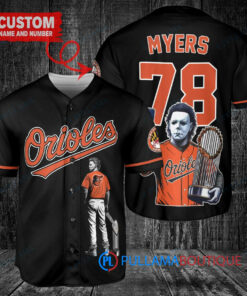 Baltimore Orioles x Halloween Michael Myers with Trophy Custom Baseball Jersey Black