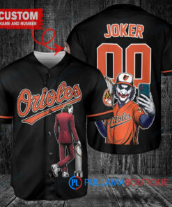 Baltimore Orioles x Joker DC Comics with Trophy Custom Baseball Jersey Black