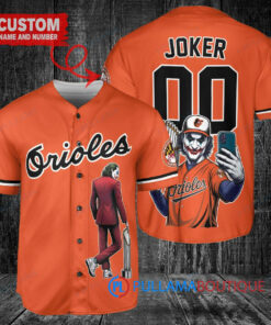 Baltimore Orioles x Joker DC Comics with Trophy Custom Baseball Jersey Orange