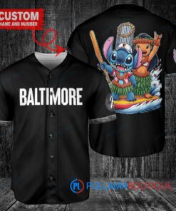 Baltimore Orioles x Lilo & Stitch with Trophy Baseball Jersey Black City Connect