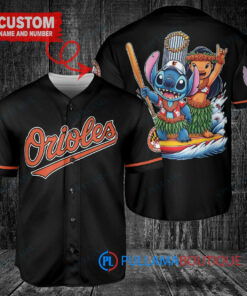 Baltimore Orioles x Lilo & Stitch with Trophy Baseball Jersey Black