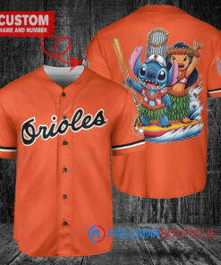 Baltimore Orioles x Lilo & Stitch with Trophy Baseball Jersey Orange